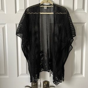 Black lace shawl coverup wrap. One size. EUC